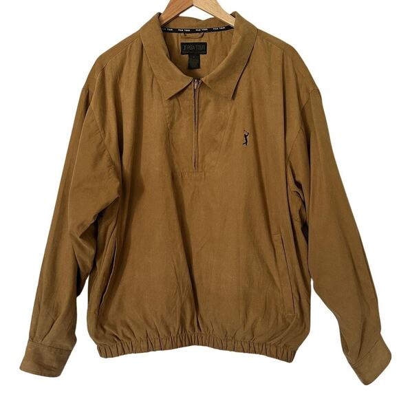 PGA Tour Signature Collection Faux Suede 1/4 Zip Jacket Size XL Golf Windbreaker - Picture 1 of 10